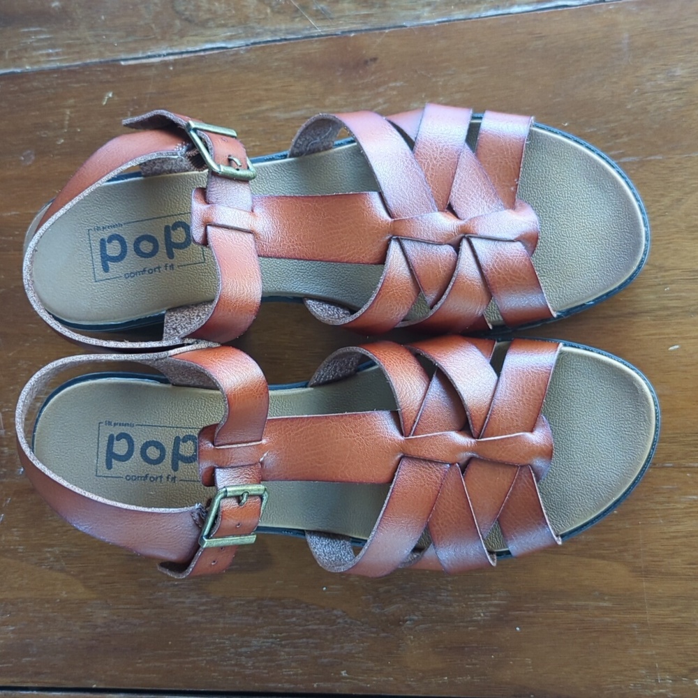 Pop Comfort Fit Brown Strappy Fisherman Lug Sole Women's Sandals, Size 9, NWOT - Picture 6 of 6